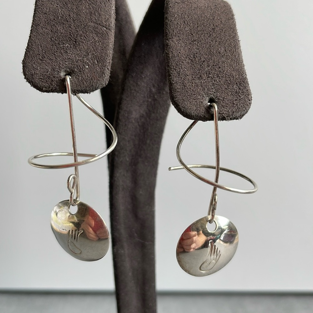 Vintage Sterling Silver Artisan Earrings